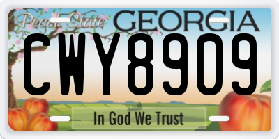 GA license plate CWY8909