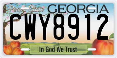 GA license plate CWY8912