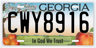 GA license plate CWY8916