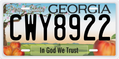 GA license plate CWY8922