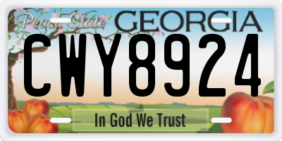GA license plate CWY8924