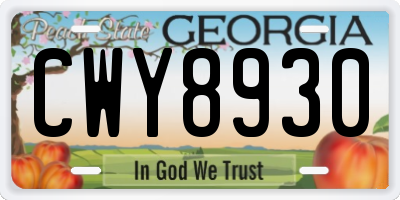 GA license plate CWY8930