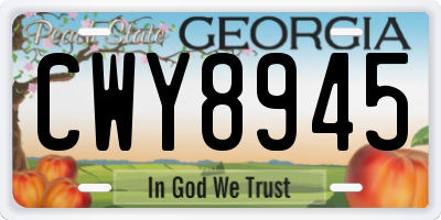 GA license plate CWY8945