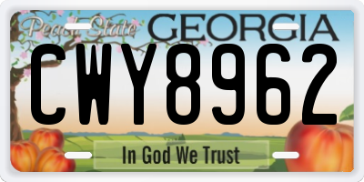 GA license plate CWY8962