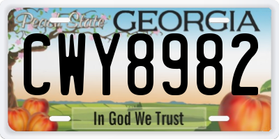 GA license plate CWY8982