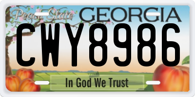 GA license plate CWY8986