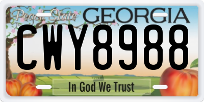 GA license plate CWY8988