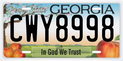 GA license plate CWY8998
