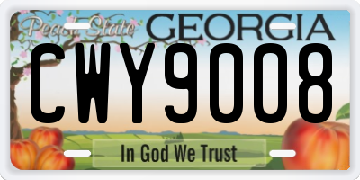 GA license plate CWY9008