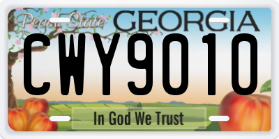 GA license plate CWY9010