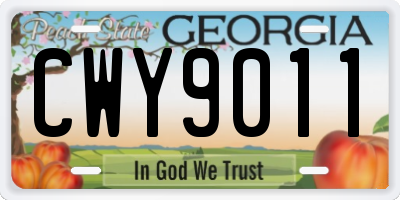 GA license plate CWY9011