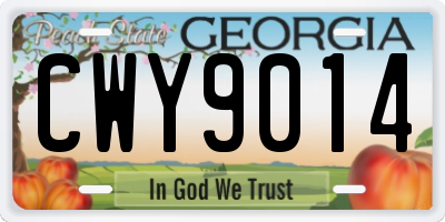 GA license plate CWY9014