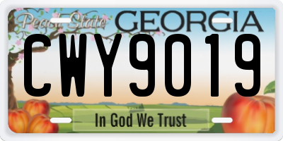 GA license plate CWY9019
