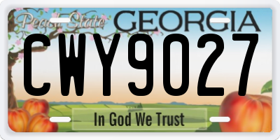 GA license plate CWY9027