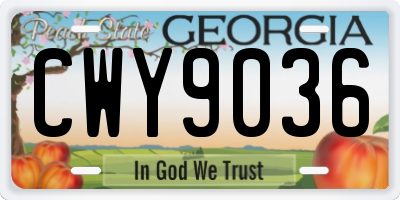 GA license plate CWY9036