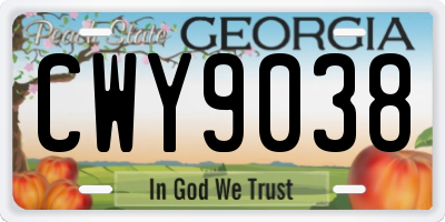GA license plate CWY9038