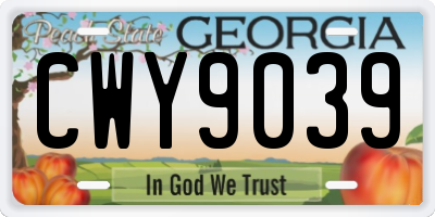 GA license plate CWY9039