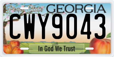 GA license plate CWY9043