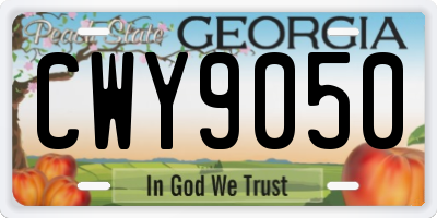 GA license plate CWY9050