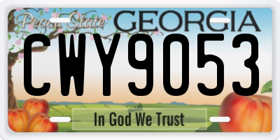 GA license plate CWY9053