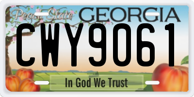 GA license plate CWY9061