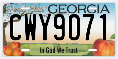 GA license plate CWY9071