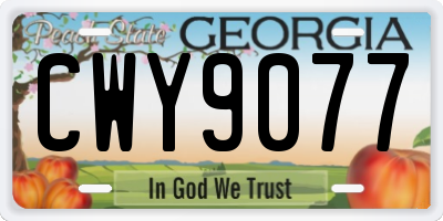 GA license plate CWY9077
