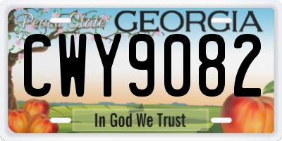 GA license plate CWY9082