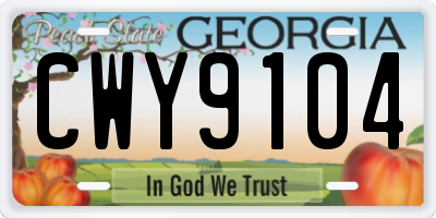 GA license plate CWY9104
