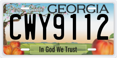 GA license plate CWY9112