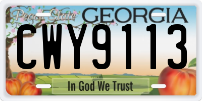 GA license plate CWY9113