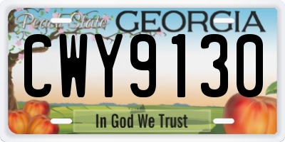 GA license plate CWY9130