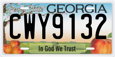 GA license plate CWY9132