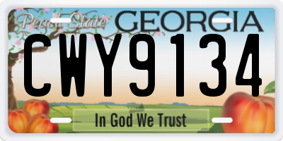 GA license plate CWY9134