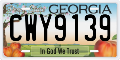 GA license plate CWY9139