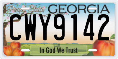 GA license plate CWY9142