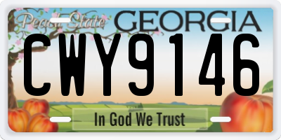 GA license plate CWY9146