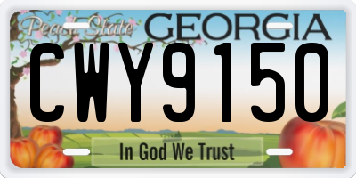 GA license plate CWY9150