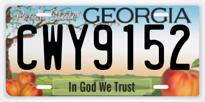 GA license plate CWY9152