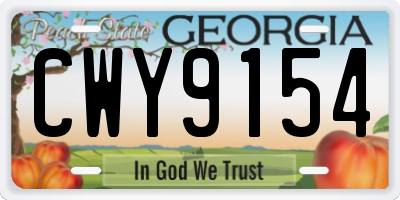 GA license plate CWY9154