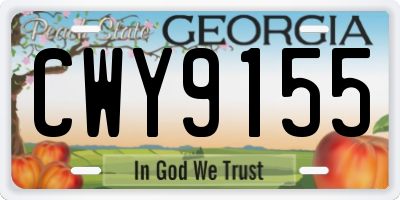 GA license plate CWY9155