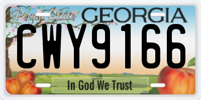 GA license plate CWY9166