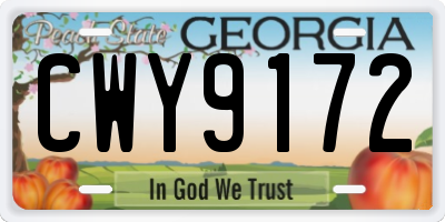 GA license plate CWY9172