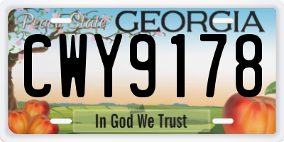 GA license plate CWY9178
