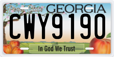 GA license plate CWY9190