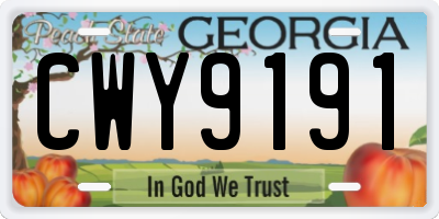GA license plate CWY9191