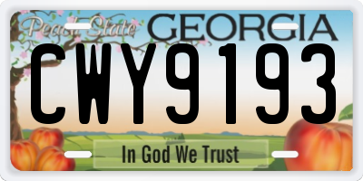 GA license plate CWY9193