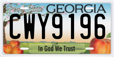 GA license plate CWY9196