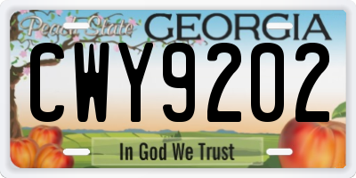GA license plate CWY9202