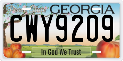 GA license plate CWY9209
